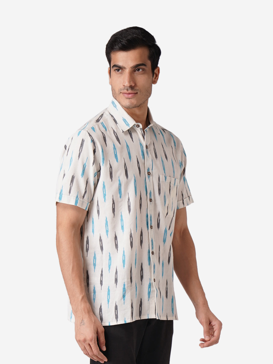 Men Printed Casual White Shirt