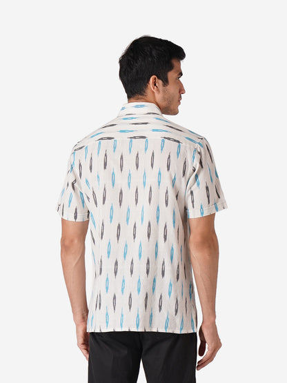 Men Printed Casual White Shirt