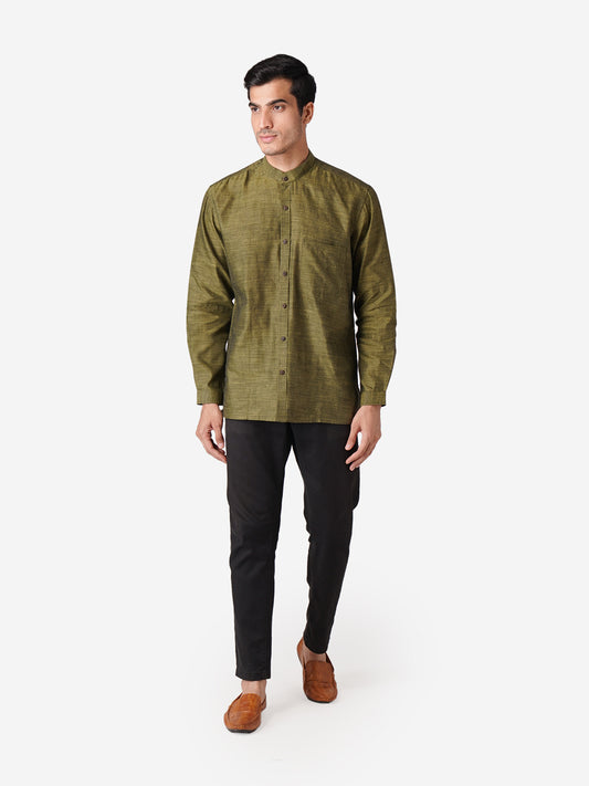 Men Solid Casual Green Shirt