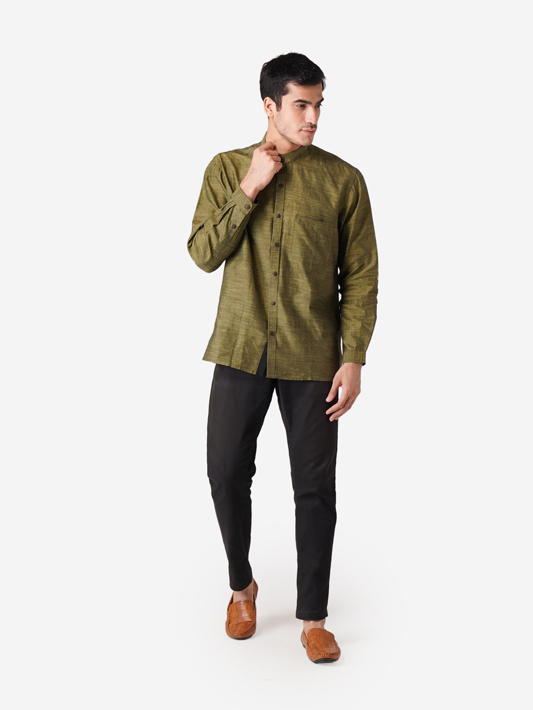Men Solid Casual Green Shirt
