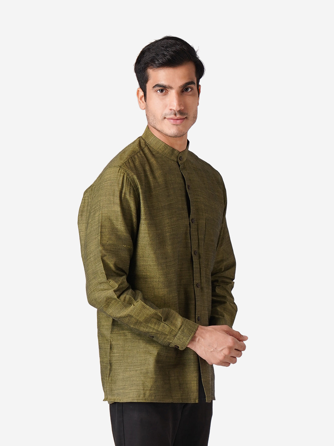 Men Solid Casual Green Shirt