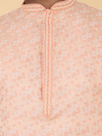Men Kurta Pyjama Set (Peach)