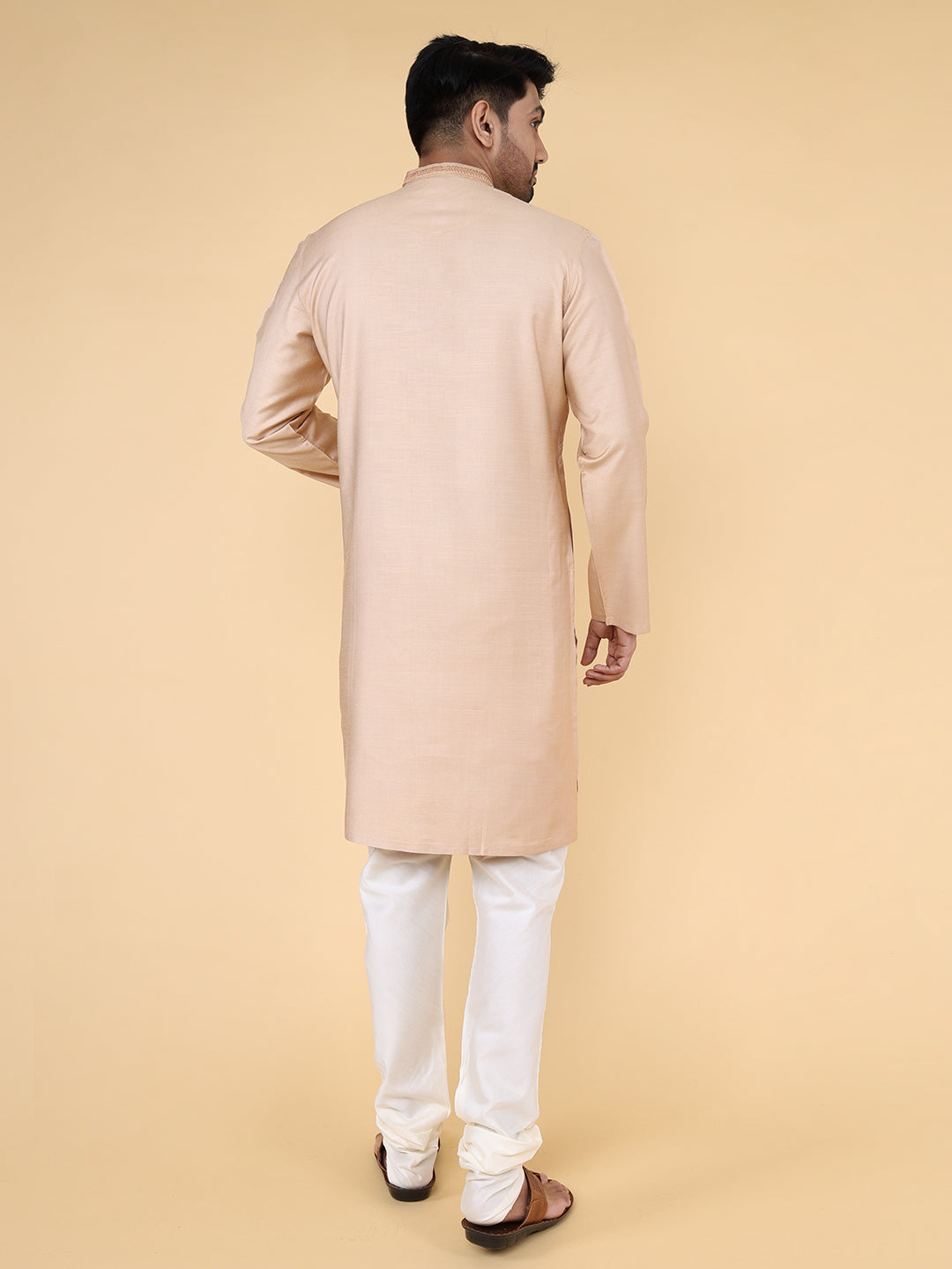 Zois Men Kurta Pyjama Set (Light Beige)