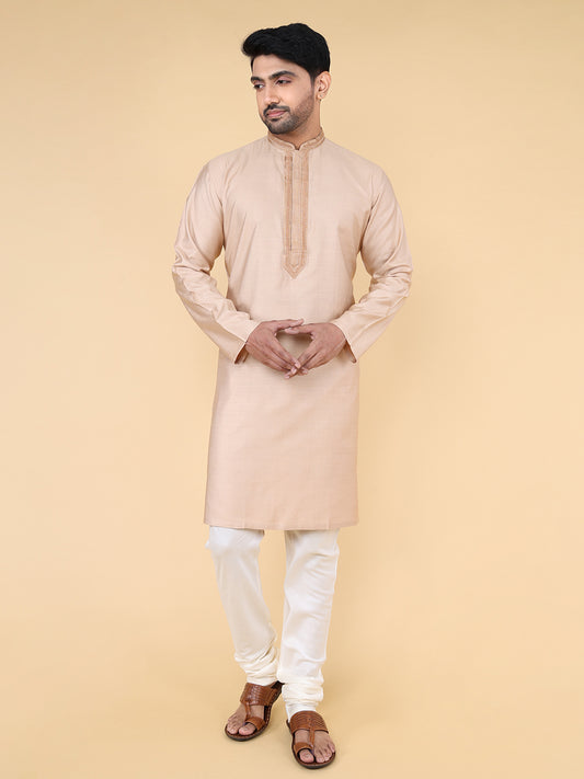 Zois Men Kurta Pyjama Set (Light Beige)