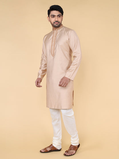 Zois Men Kurta Pyjama Set (Light Beige)