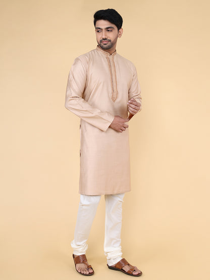 Zois Men Kurta Pyjama Set (Light Beige)