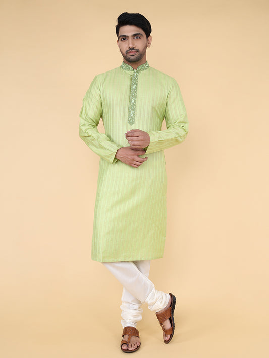 Men Kurta Pyjama Set (Mint Green)