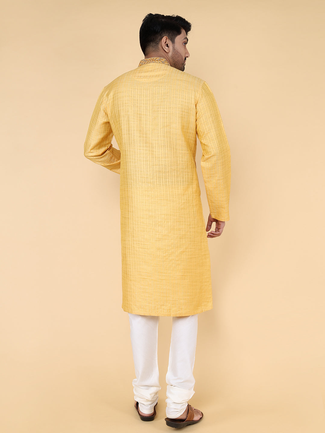 Men Kurta Pyjama Set (Mustard)