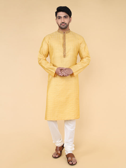 Men Kurta Pyjama Set (Mustard)