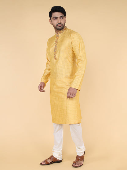 Men Kurta Pyjama Set (Mustard)