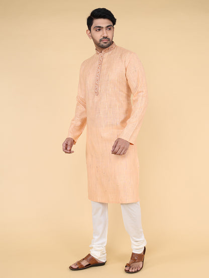 Men Kurta Pyjama Set (Light Orange)