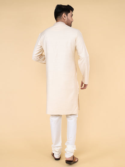 Men Kurta Pyjama Set (Light Beige)