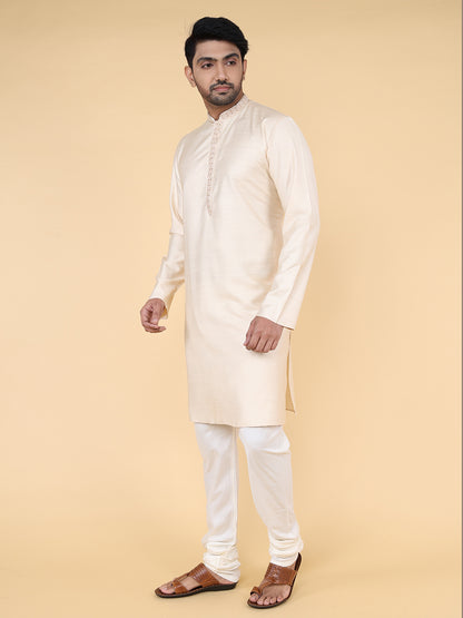 Men Kurta Pyjama Set (Light Beige)