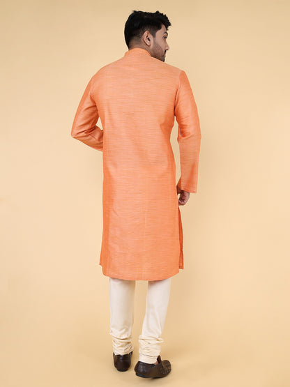 Men Kurta Pyjama Set (Orange)
