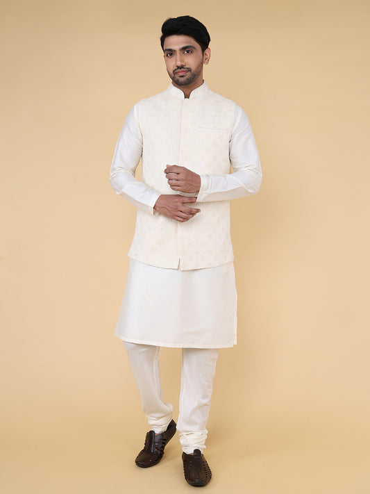 Cream all over thread work  Jacket