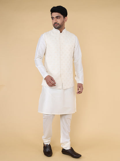 Cream all over thread work  Jacket