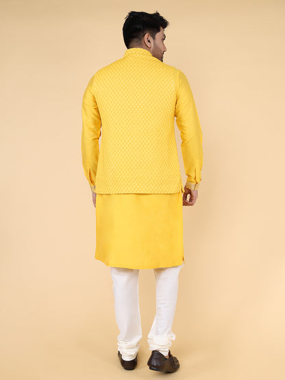 Mustard all over thread work Jacket