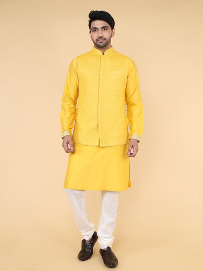 Mustard all over thread work Jacket