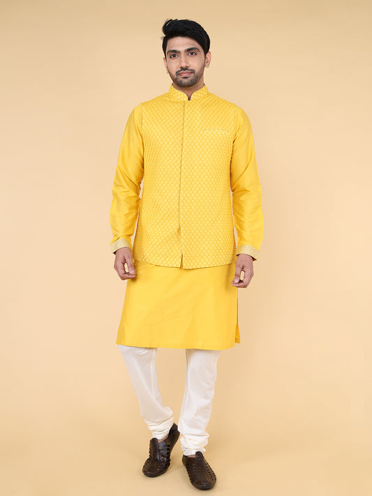 Mustard all over thread work Jacket