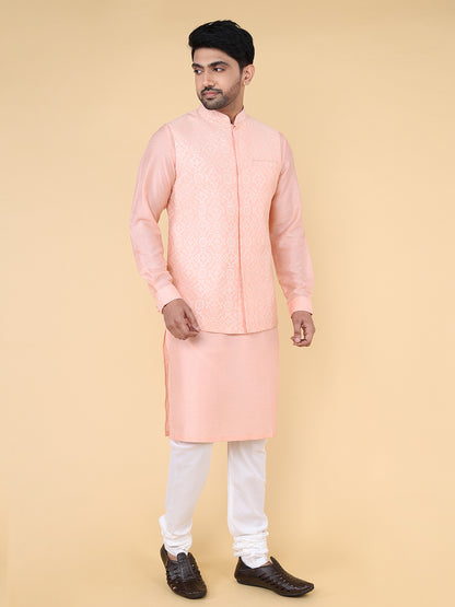 Light pink all over geometric embroidered Jacket