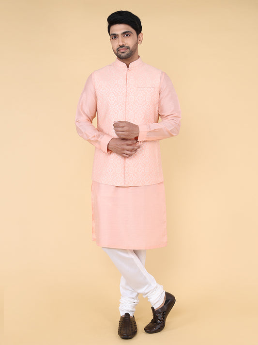 Light pink all over geometric embroidered Jacket