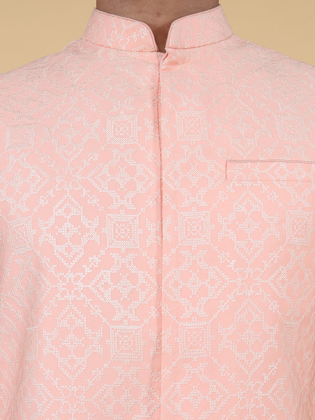 Light pink all over geometric embroidered Jacket