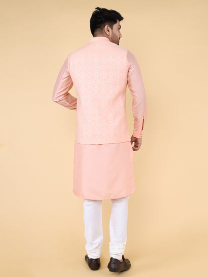 Light pink all over geometric embroidered Jacket