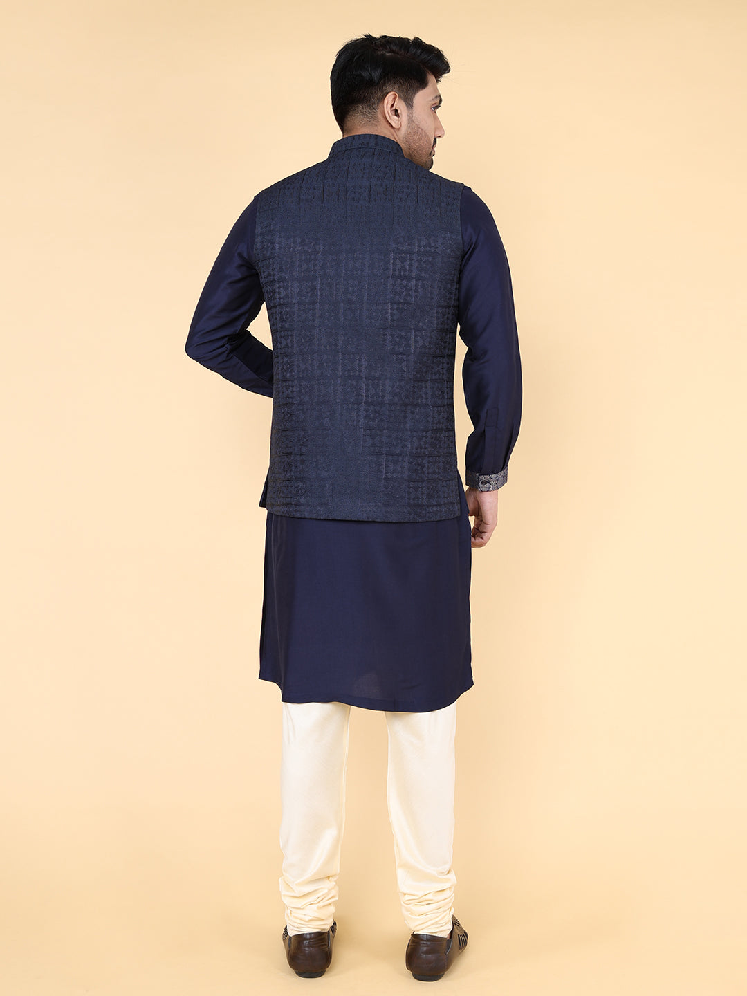 Navy blue all over thread work Jacket