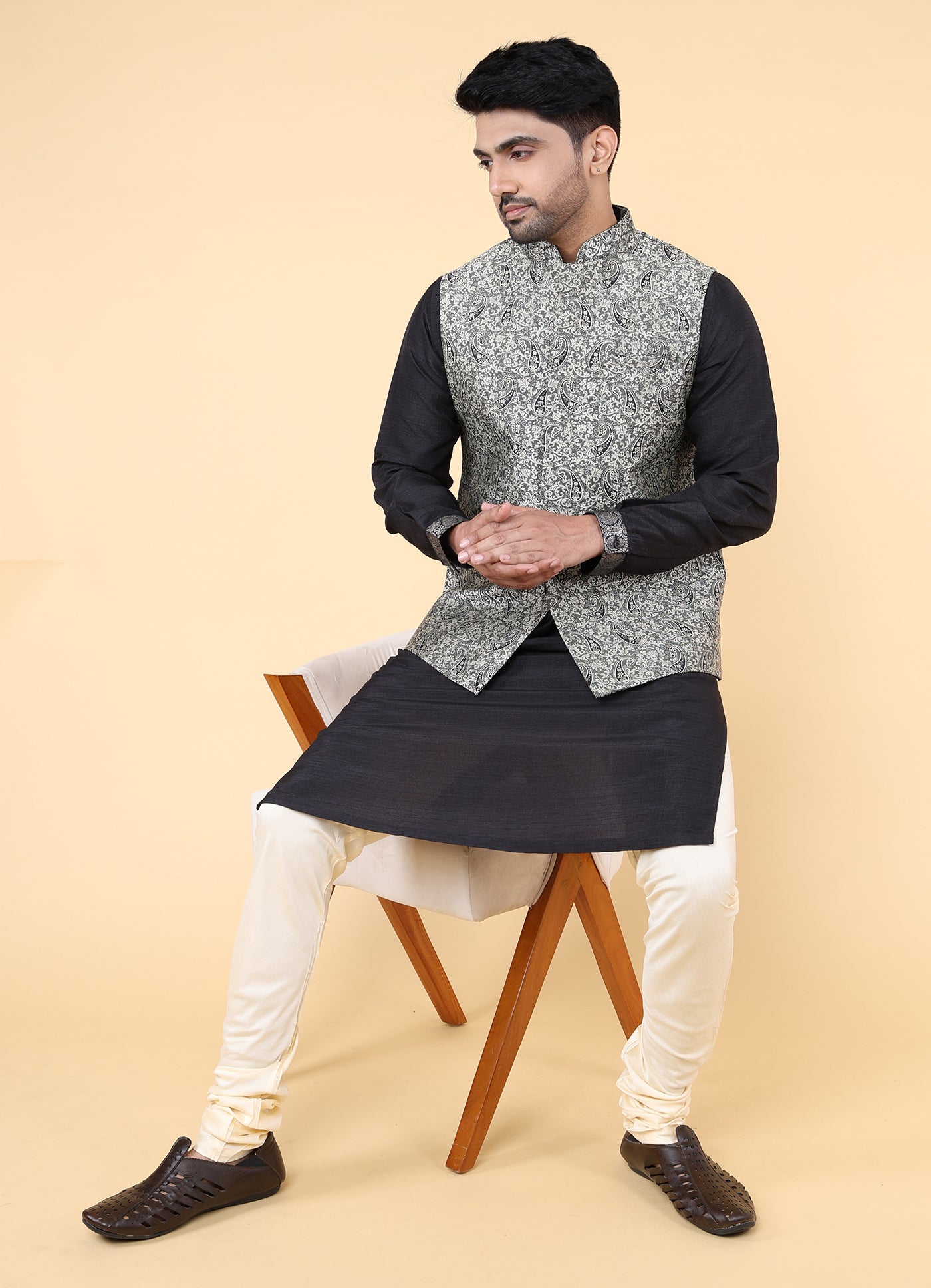 Beige and black Jacket